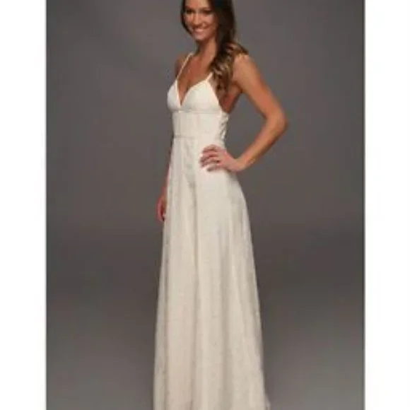 BCBG Lourie Rose Whisper Lace Maxi Dress Size 0 in Ivory - Picture 2 of 6